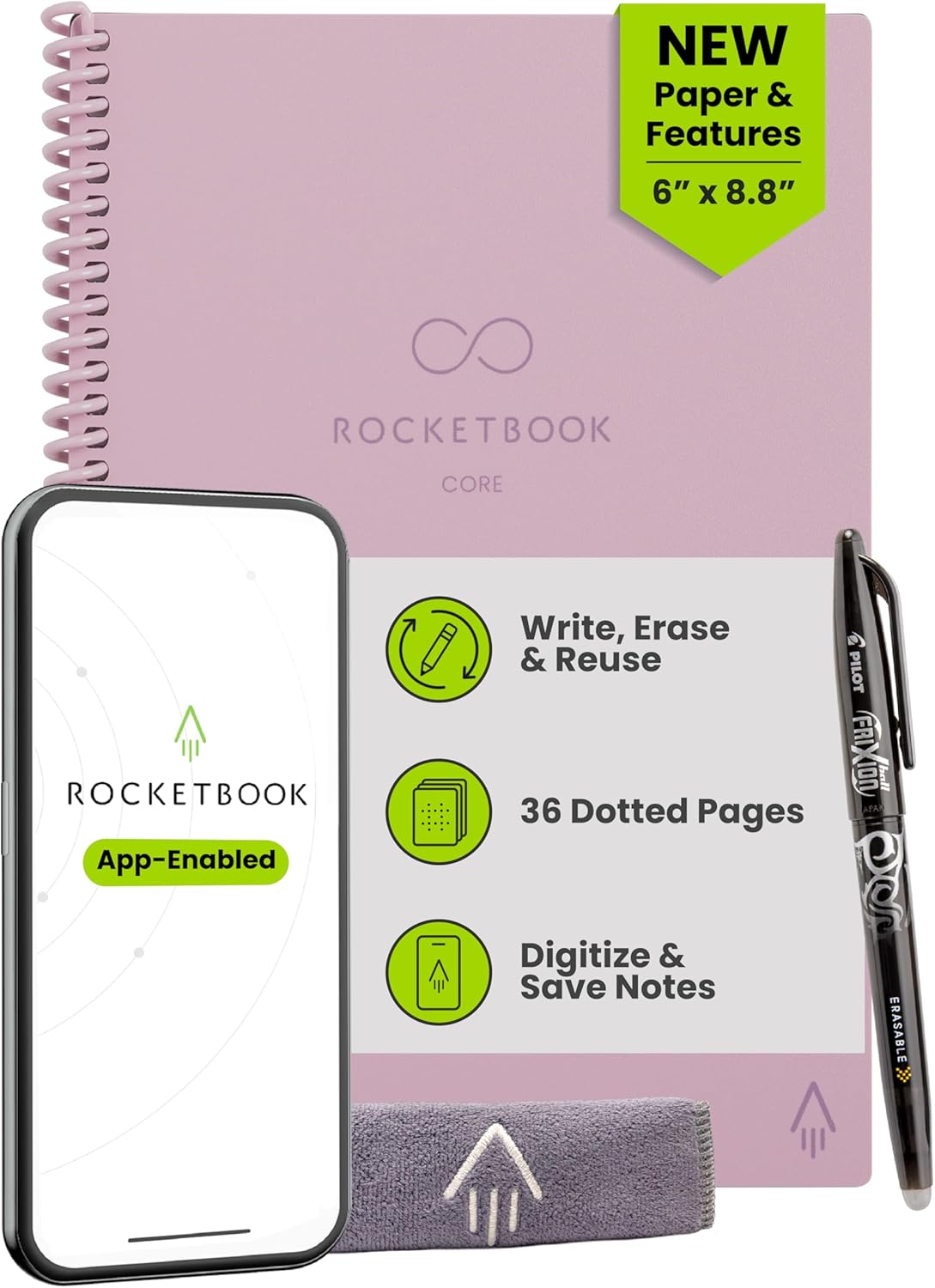 Rocketbook New Core Reusable Notebook for School and Work