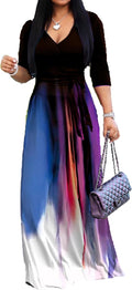 Stylish Women's 3/4 Sleeve V Neck Maxi Dress Ideal for Parties