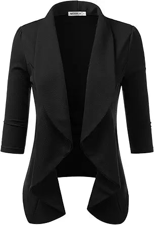 DOUBLJU Womens Lightweight Thin Blazer Jacket for Plus Size