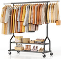 Heavy Duty Clothes Rack Load 556 LBS - Rolling Adjustable Garment Rack