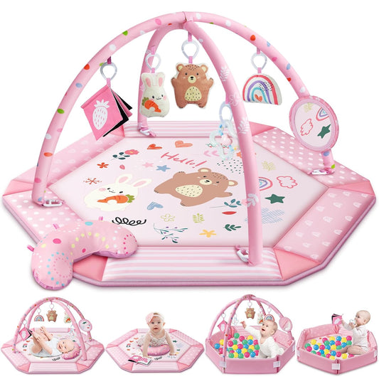 Jyusmile Baby Gym Mat: 8-in-1 Developmental Fun!