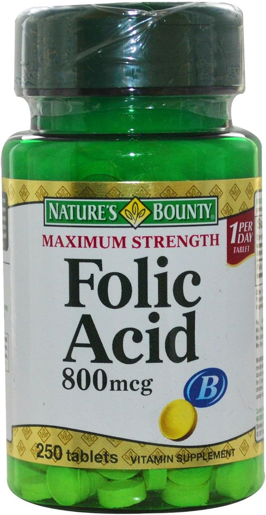 Nature's Bounty Folic Acid 800 mcg Tablets for Maximum Health