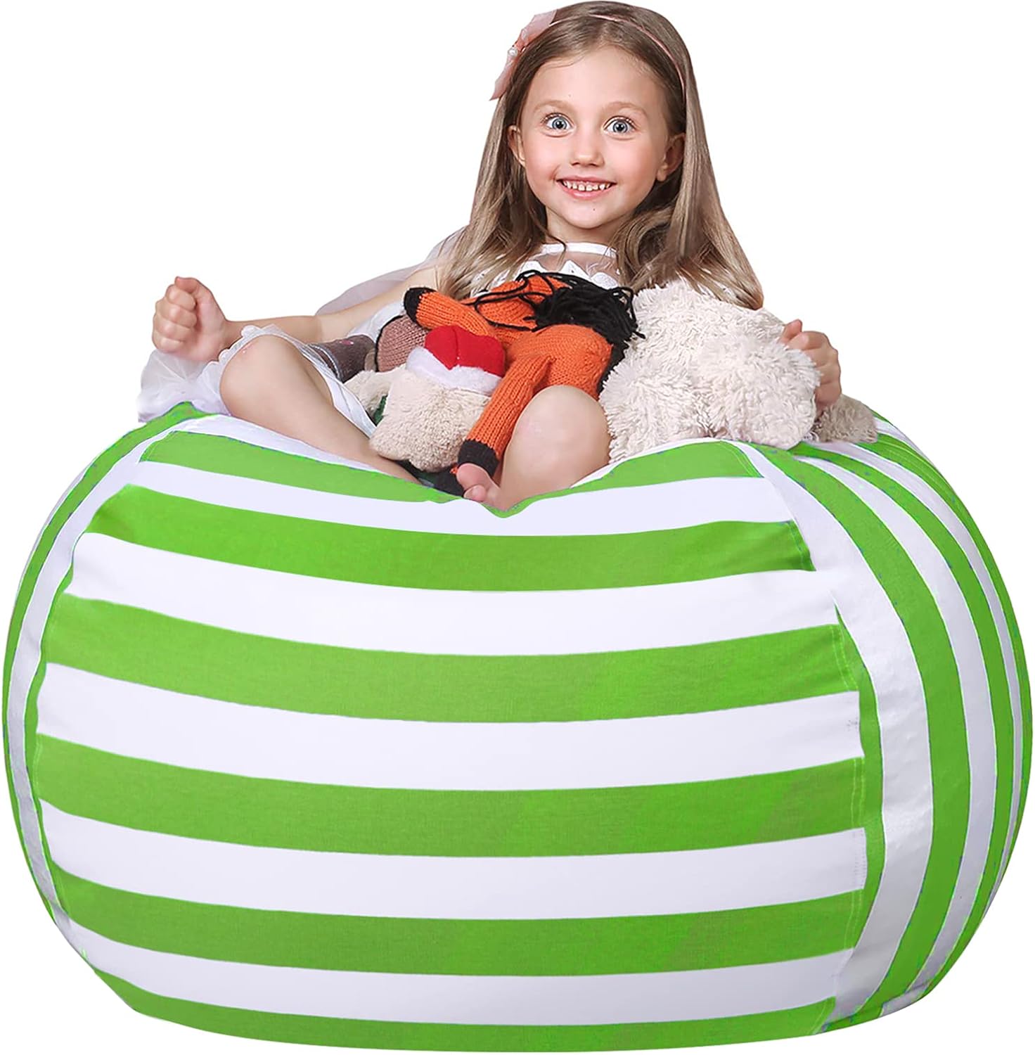 WEKAPO Stuffed Animal Storage Bean Bag Chair Cover for Kids