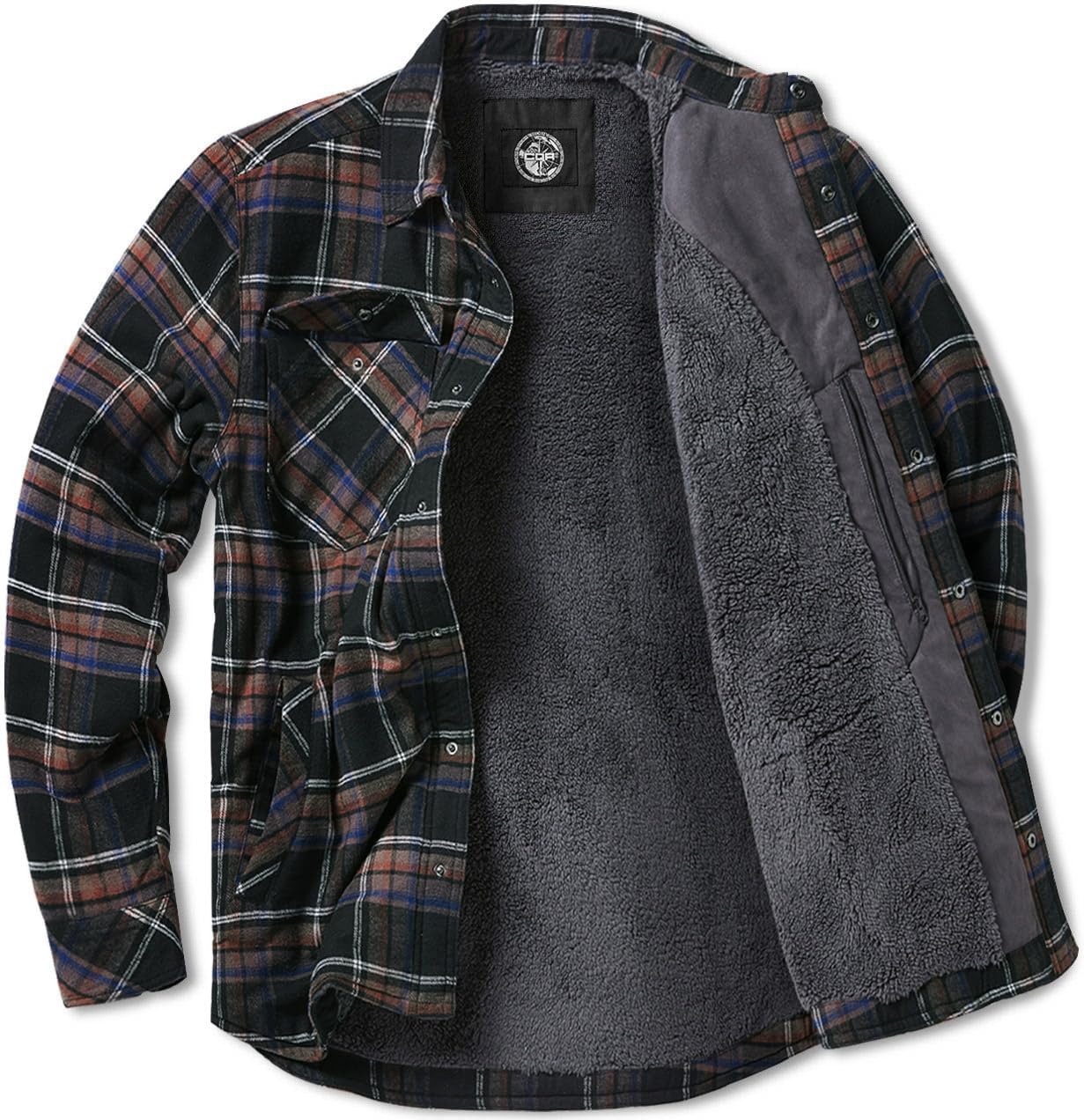 CQR Men's Flannel Shirt Jacket for Winter Outdoor Activities