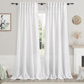 Solid White Curtains 96 in Long 2 Panels - Light Filtering Linen Blend