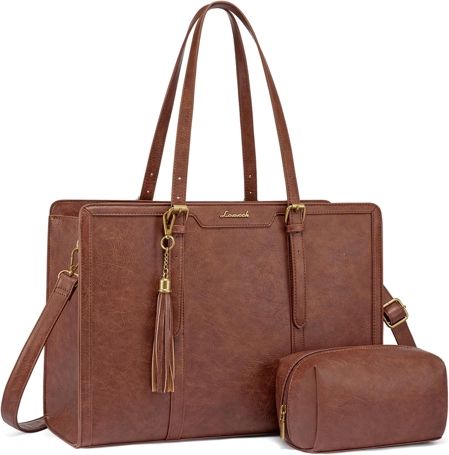 LOVEVOOK Laptop Bag for Women Vintage Work Tote with Clutch