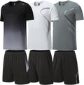 Gym Clothes for Men 6 Pack Workout Shorts & Long Sleeve Shirts - Dry