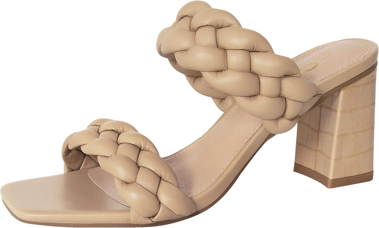 Athlefit Women's Braided Heeled Sandals for Stylish Comfort