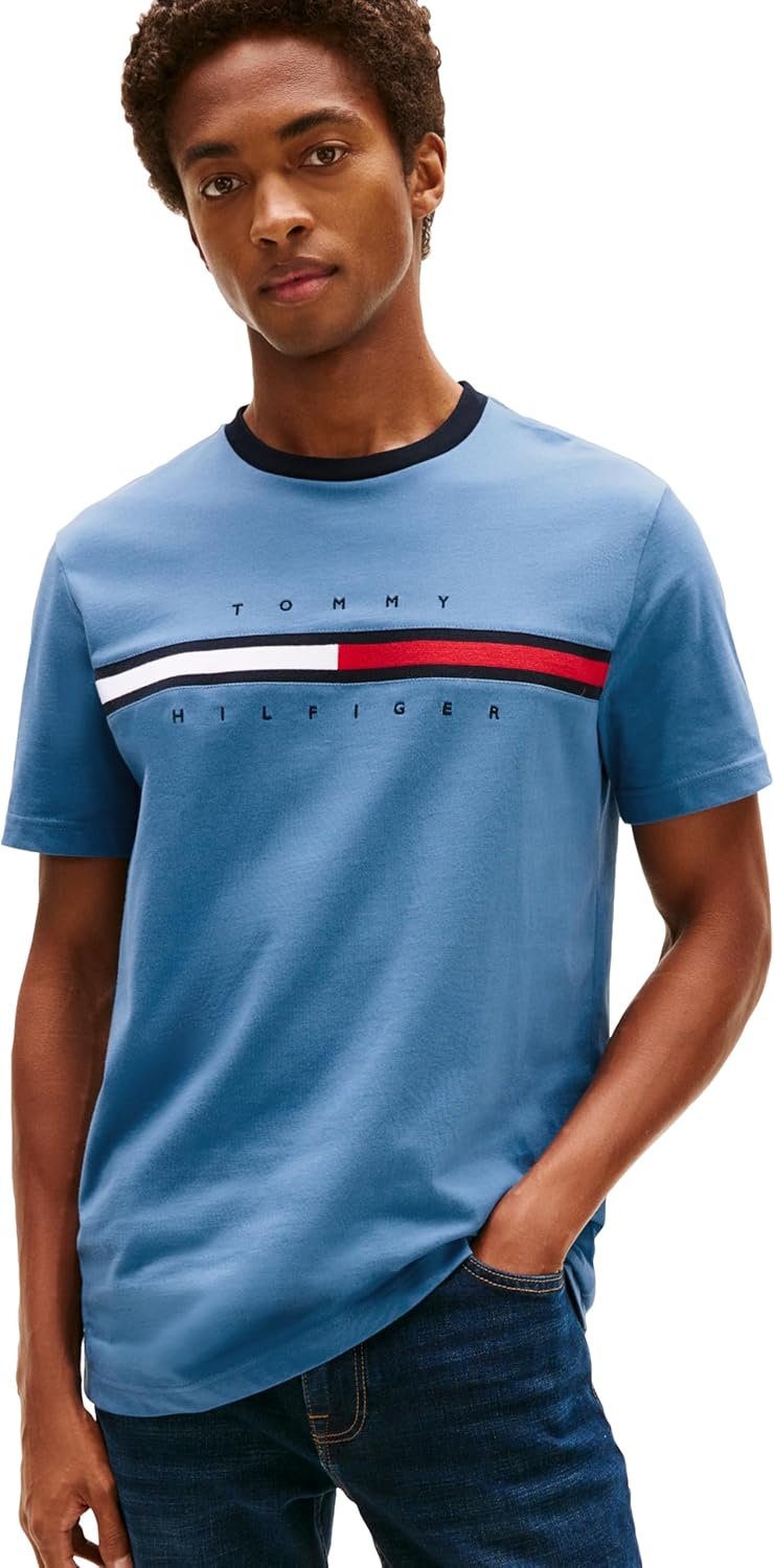 Tommy Hilfiger Men's Short Sleeve Signature Stripe Graphic T-shirt