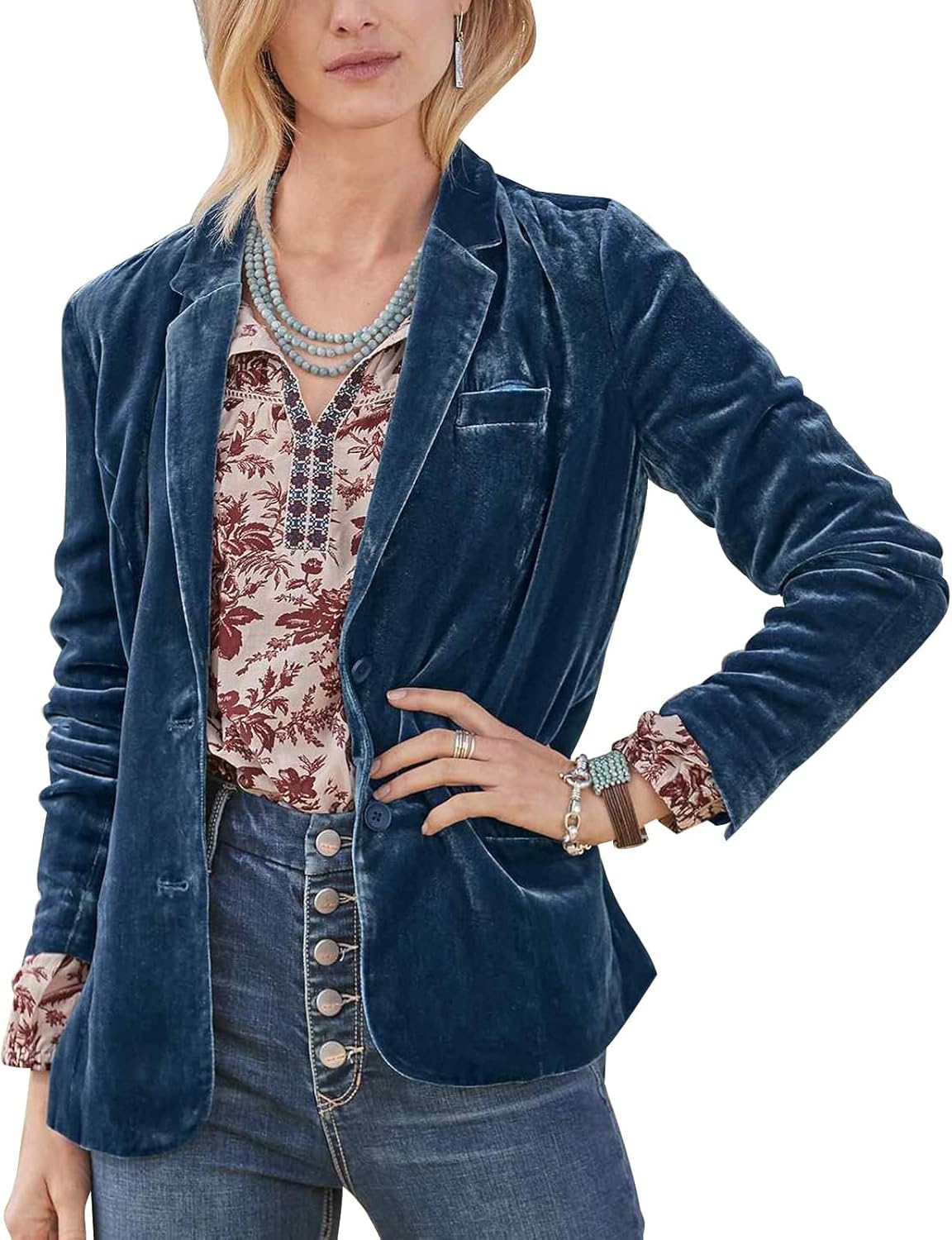 MINTLIMIT Women's Casual Velvet Blazer for Chic Style