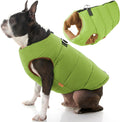 Gooby Padded Vest Dog Jacket - Solid Green Medium - Warm Zip Up Vest