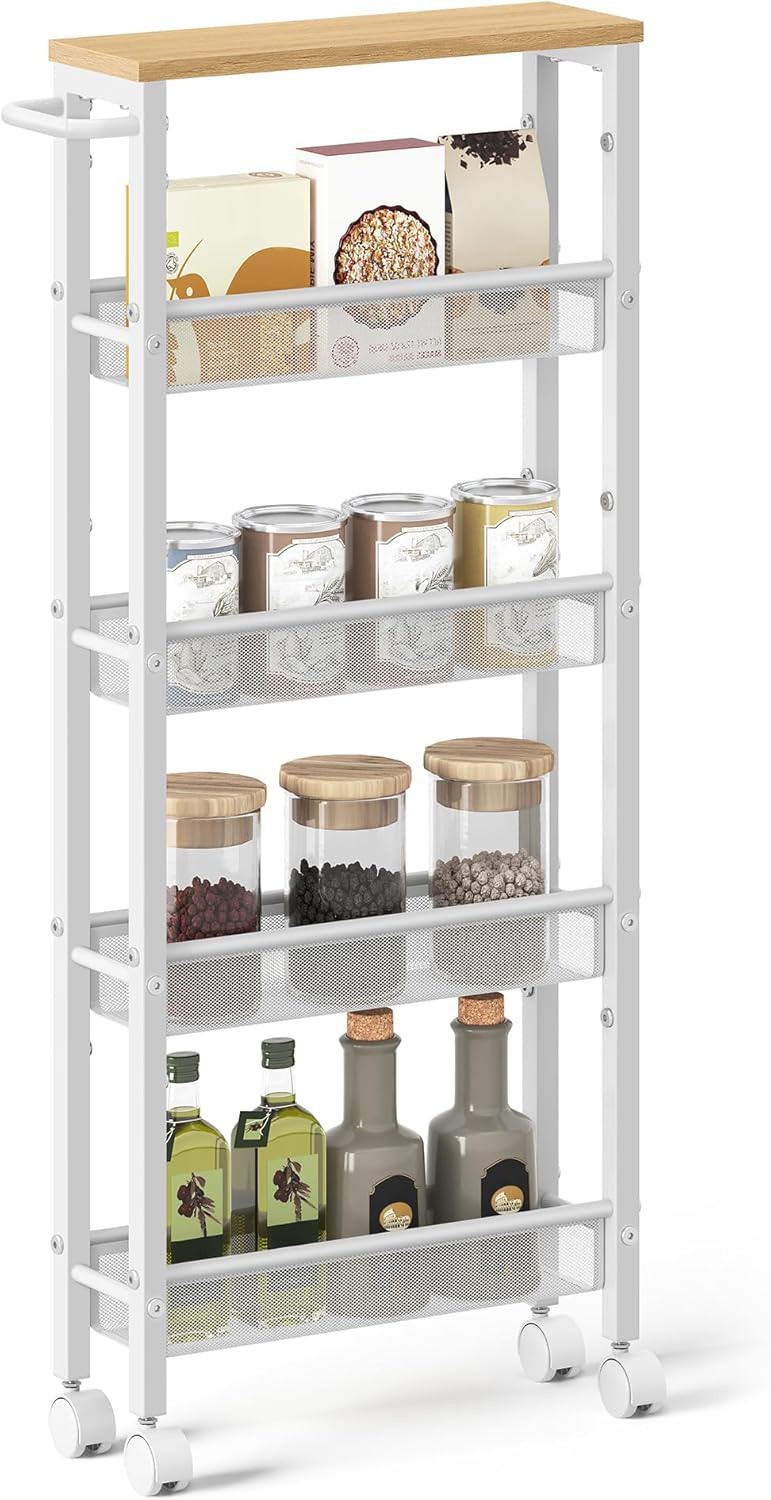 VASAGLE Slim Rolling Cart: 5-Tier Storage Solution for Any Room