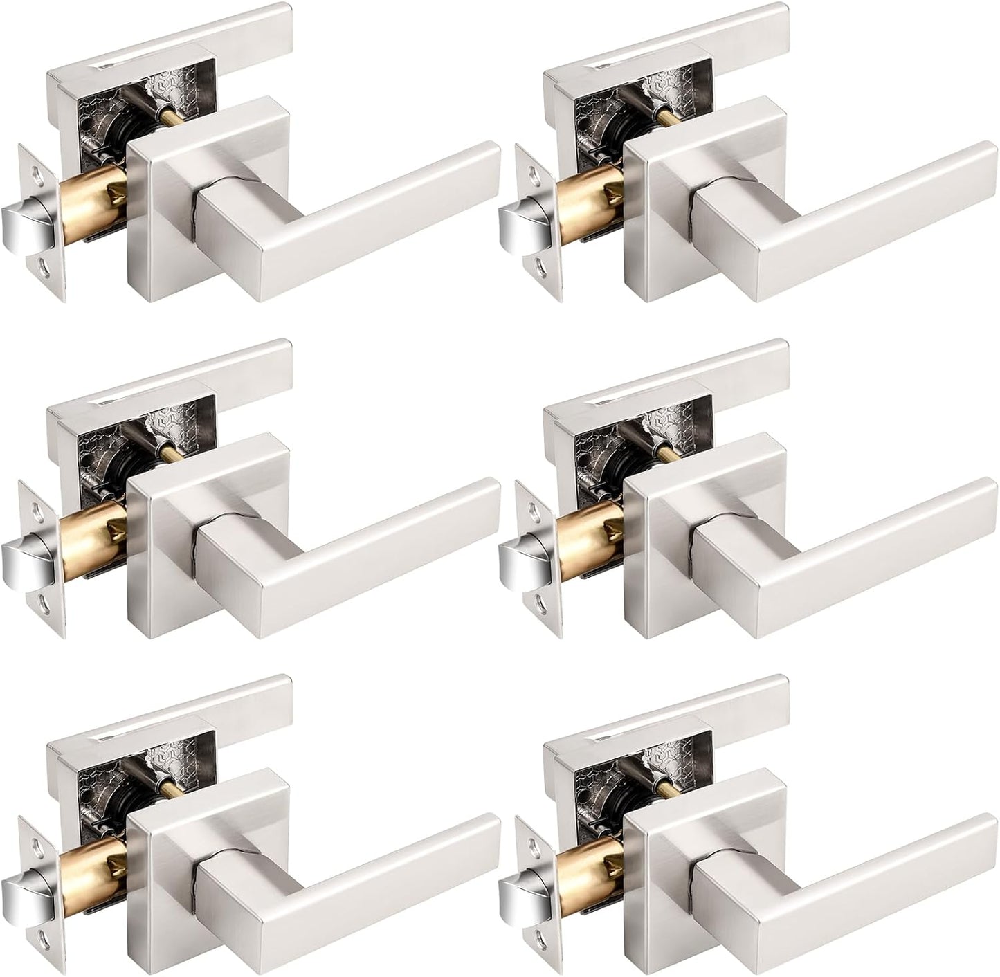 Probrico Interior Brushed Nickel Door Handle Set for Modern Homes