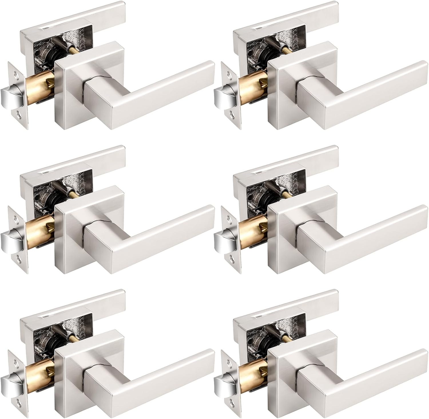 Probrico Interior Brushed Nickel Door Handle Set for Modern Homes
