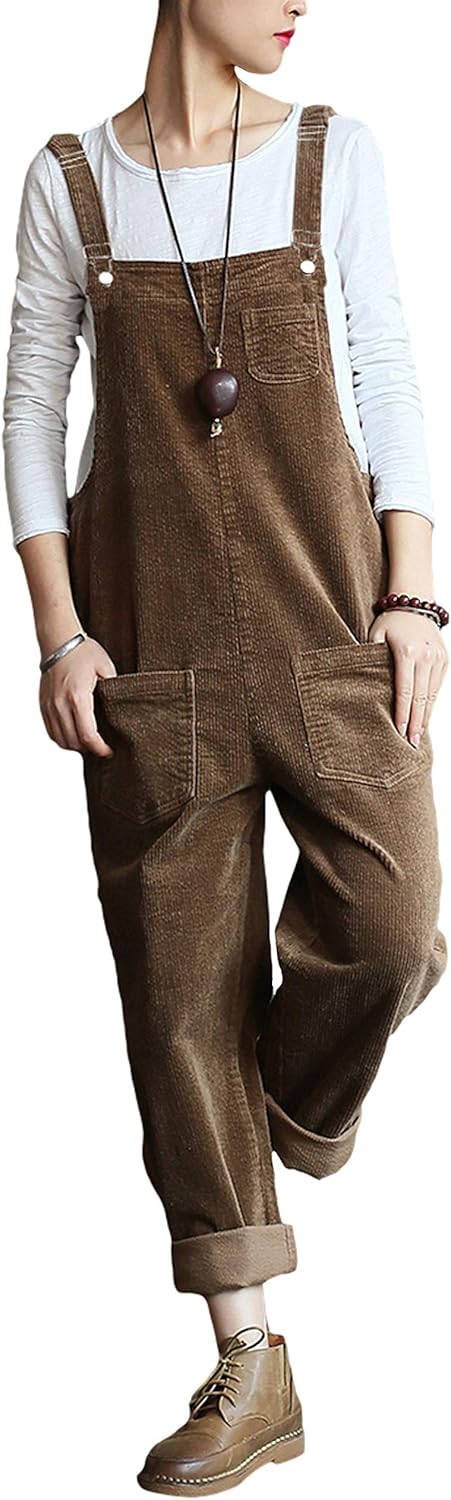 Lentta Fall Fashion Corduroy Overalls For Women - Stylish Jumpsuit