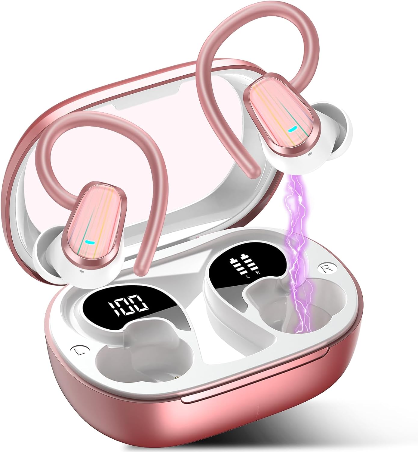 OYIB Pink Wireless Earbuds: 50H Playtime, Deep Bass, IP7 Waterproof