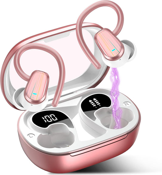 OYIB Pink Wireless Earbuds: 50H Playtime, Deep Bass, IP7 Waterproof