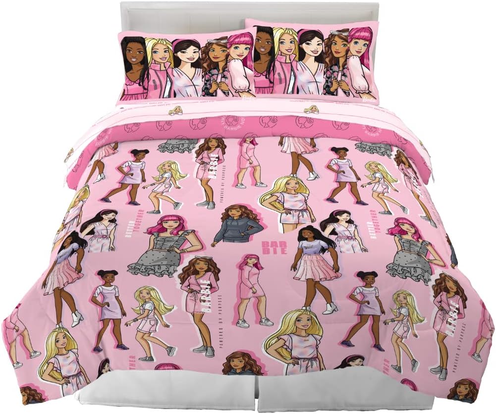 Franco Barbiecore Bedding Set: Super Soft Comforter & Sheets