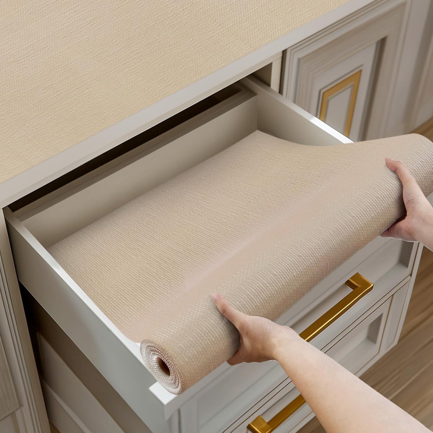 Non-Adhesive Shelf and Drawer Liner for Kitchen Cabinets