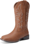 DREAM PAIRS Women's Mid-Calf Cowboy Boots - Comfortable Embroidered