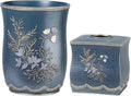 Capri 2pc Bathroom Decor Set Waste Basket & Tissue Cover - Stylish