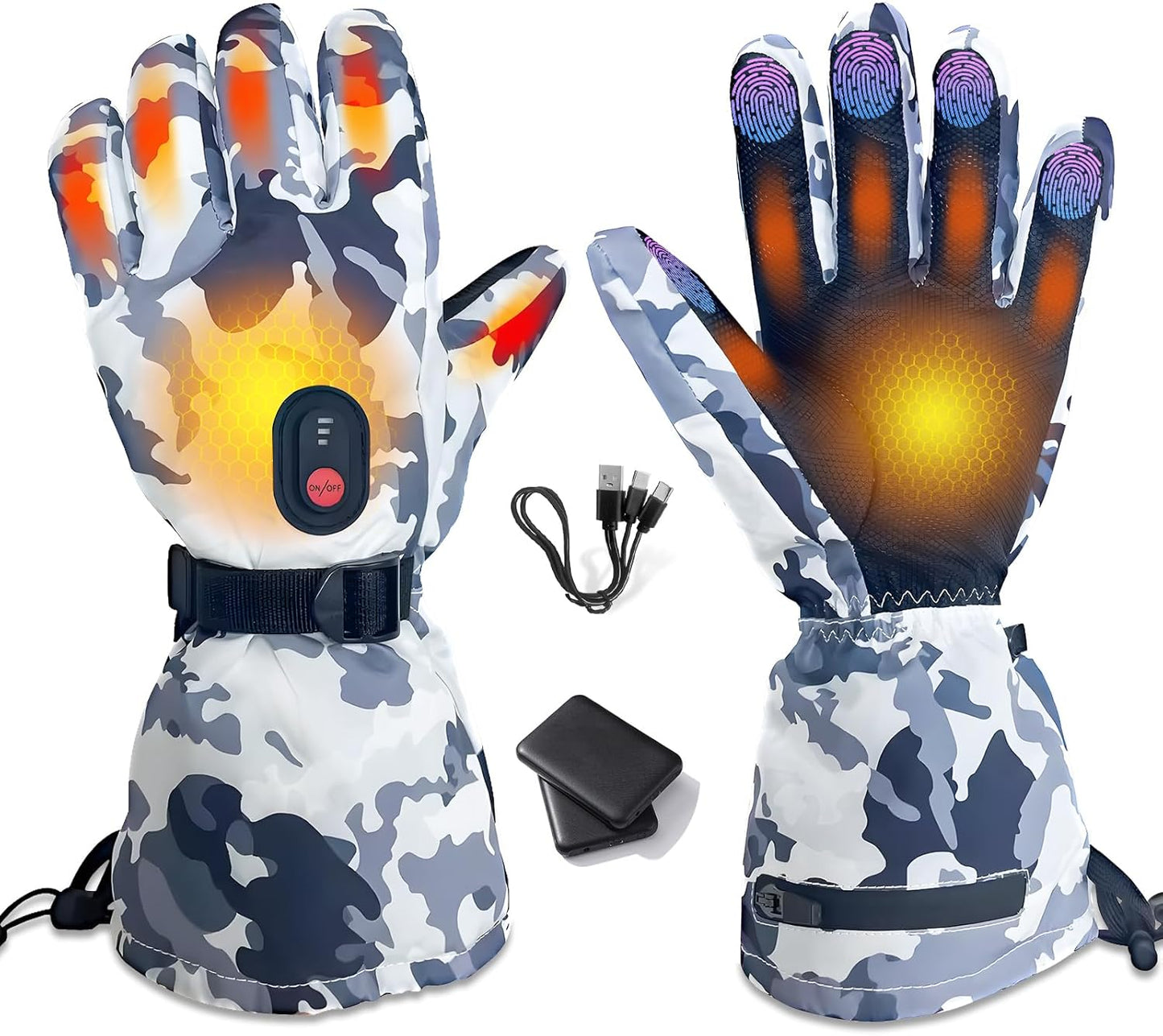 5000mAh Rechargeable Heated Gloves - 3 Heat Levels