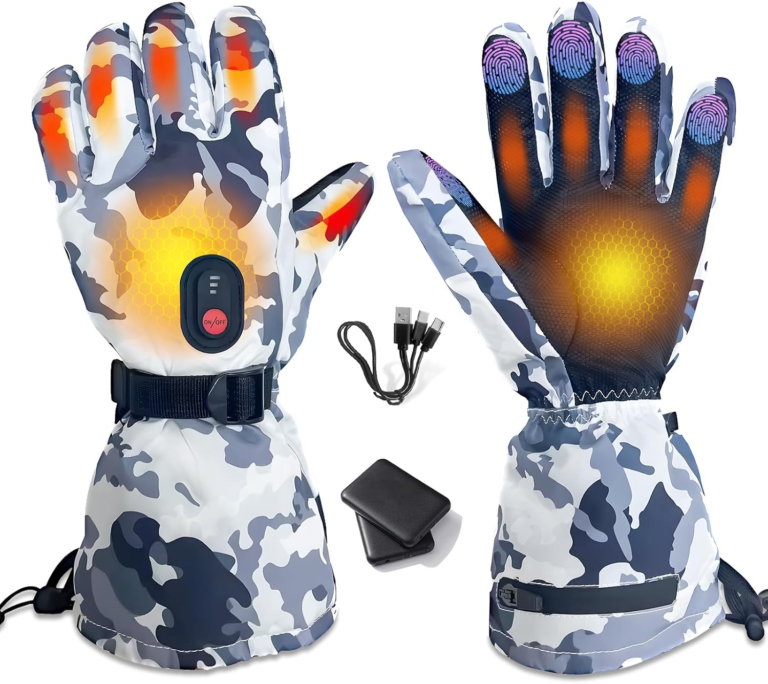 5000mAh Rechargeable Heated Gloves - 3 Heat Levels