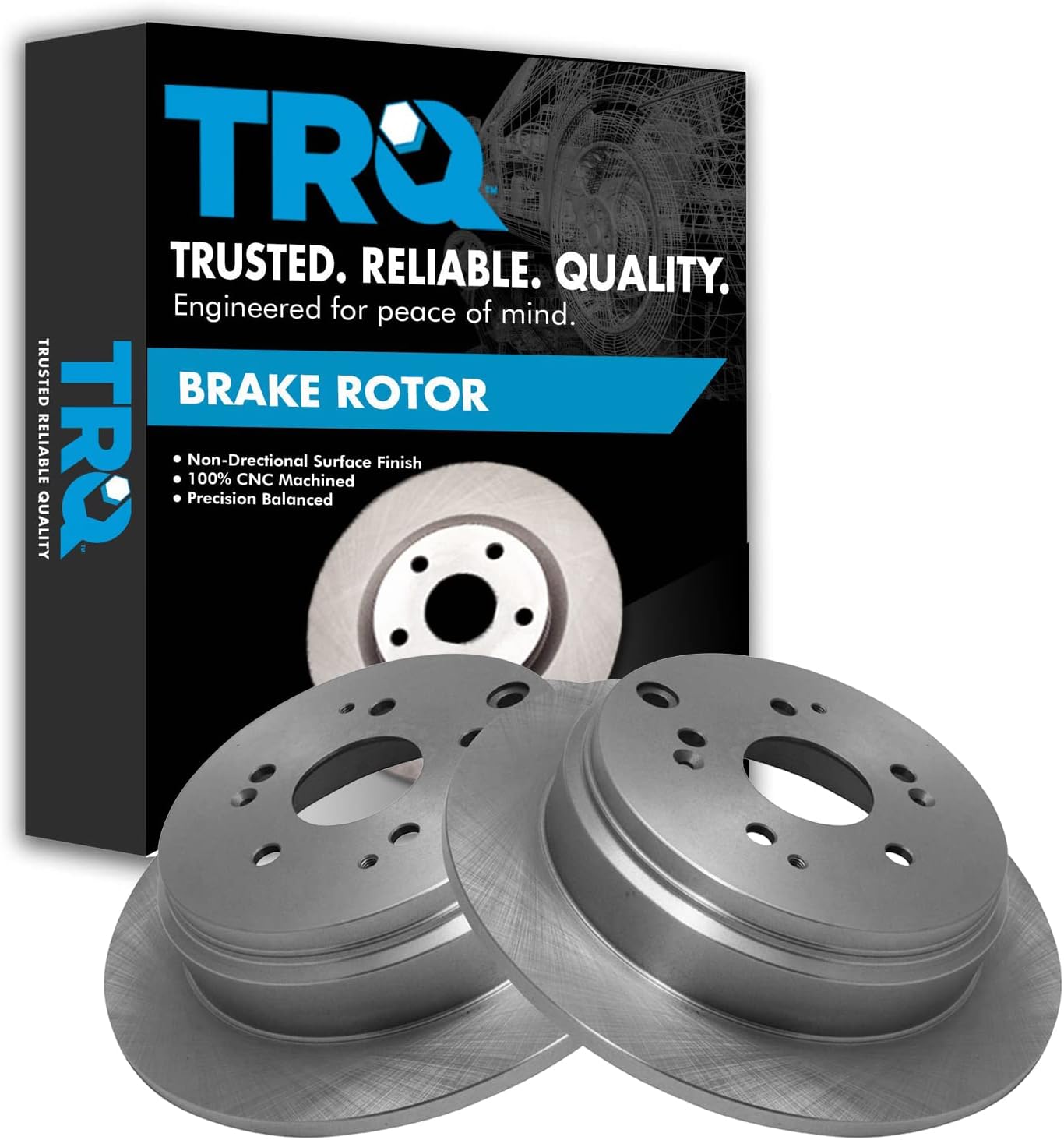 TRQ Rear Brake Rotors Set Solid for 2002-2004 Honda Odyssey