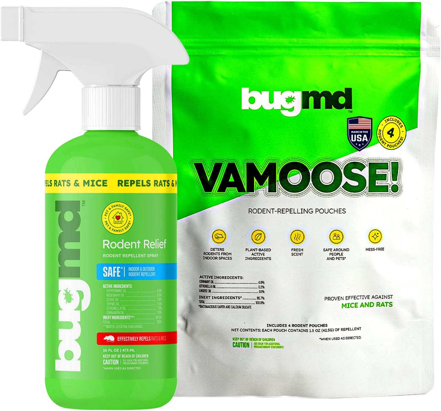 BugMD Rodent Repellent Bundle - Pouches and Spray