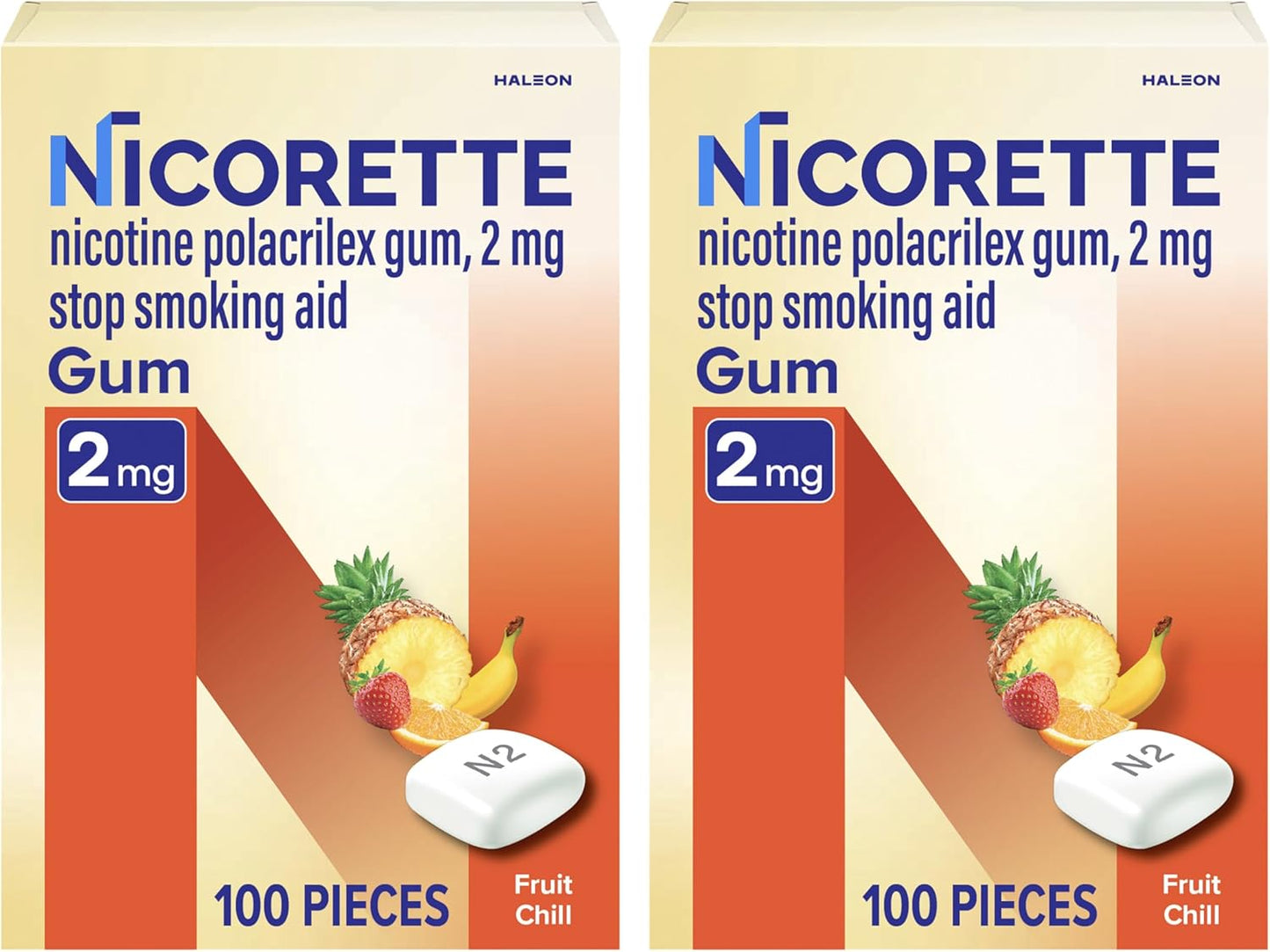 Nicorette Nicotine Gum Stop Smoking Aid, 2 mg, Fruit Chill Flavor