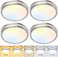 4-Pack 12 Inch Dimmable LED Ceiling Lights - 5 Color Temps, Brushed