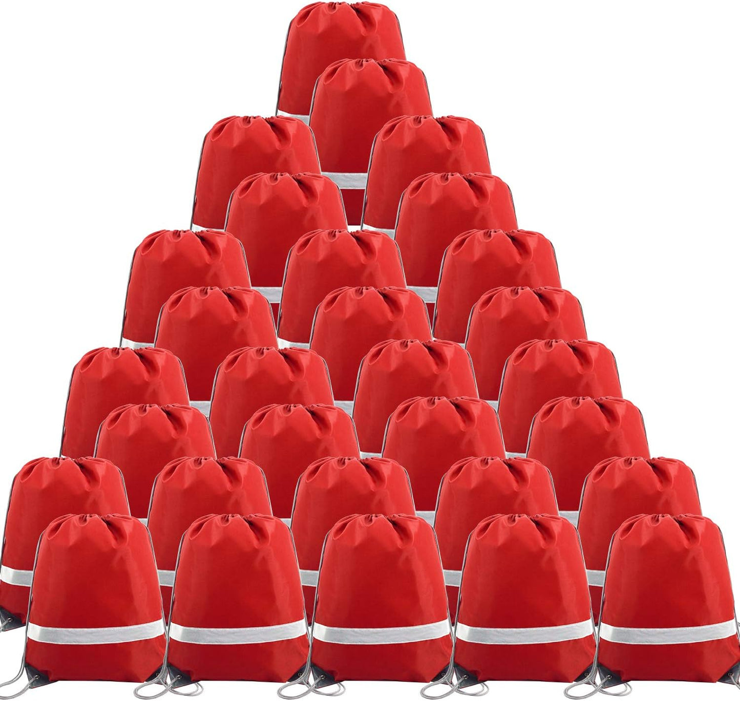 BeeGreen 30 Pieces Red Drawstring Bags for Gym and Sports