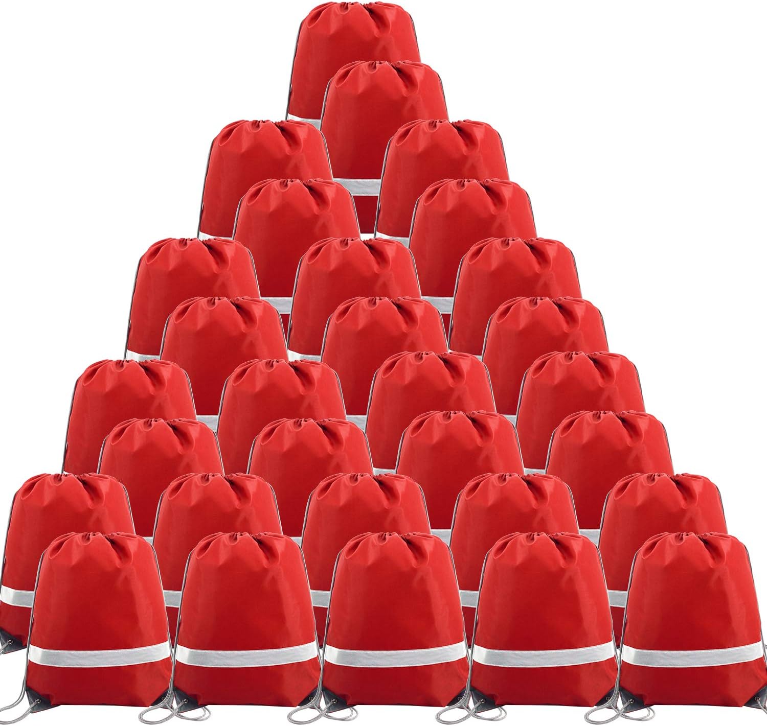 BeeGreen 30 Pieces Red Drawstring Bags for Gym and Sports