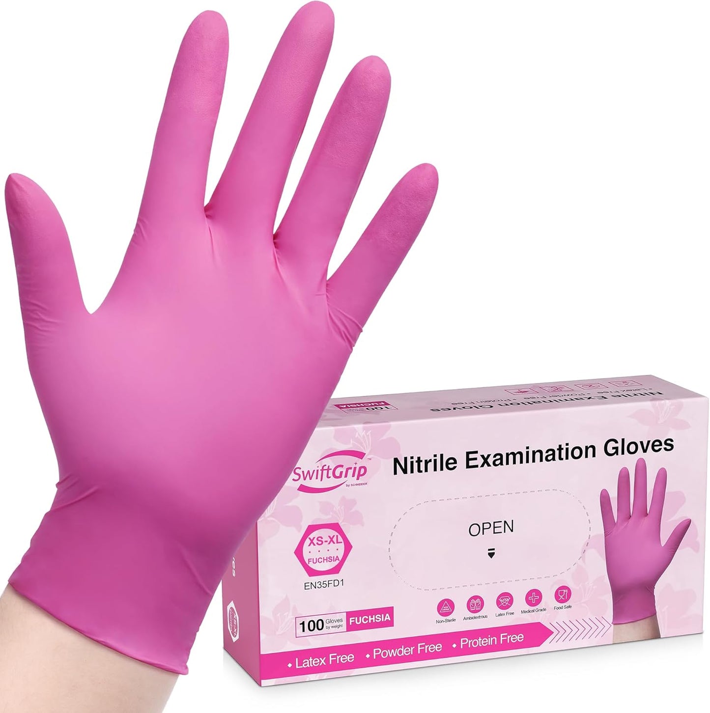 Schneider Pink Nitrile Gloves - Latex-Free & Disposable