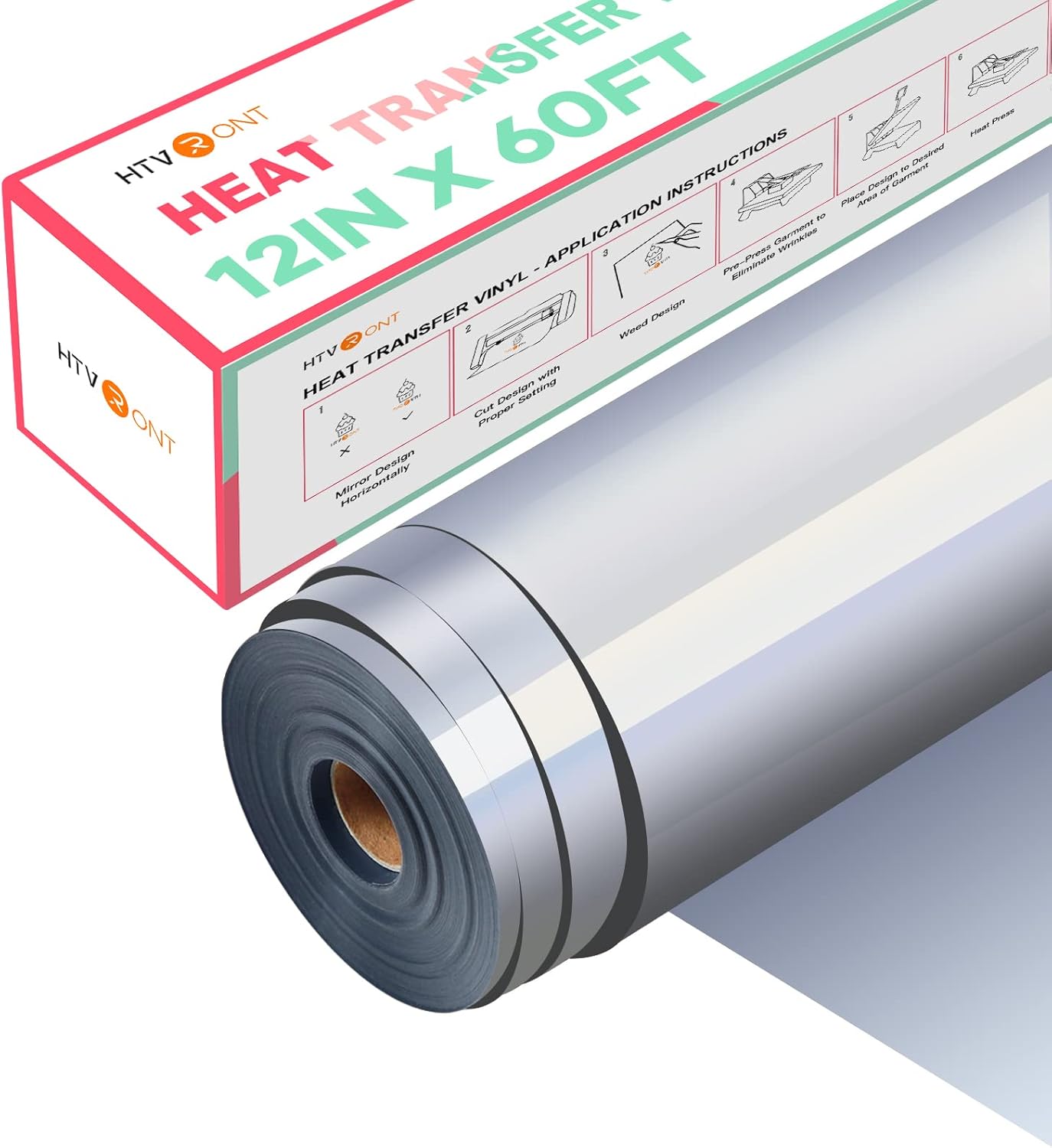 HTVRONT Heat Transfer Vinyl Silver Roll for Easy Custom Designs
