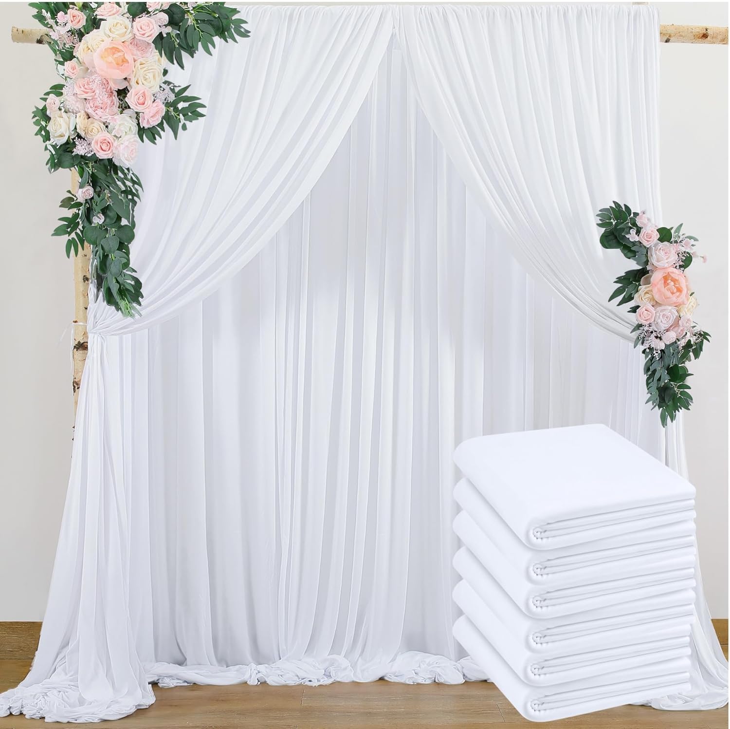 White Wedding Backdrop Set - Wrinkle-Free, Perfect for Parties!