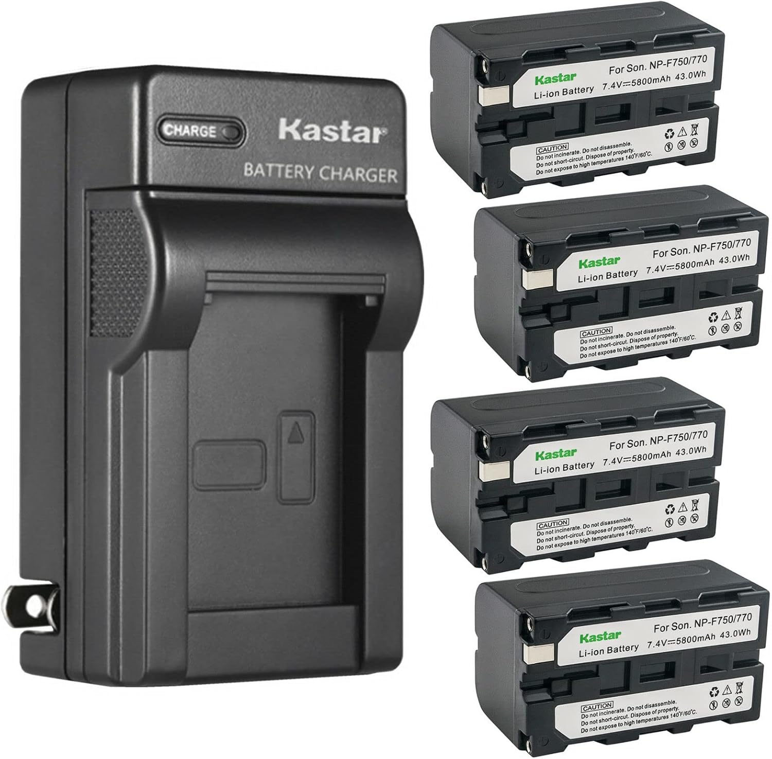Kastar 4-Pack Battery and AC Wall Charger for Sony Camcorders
