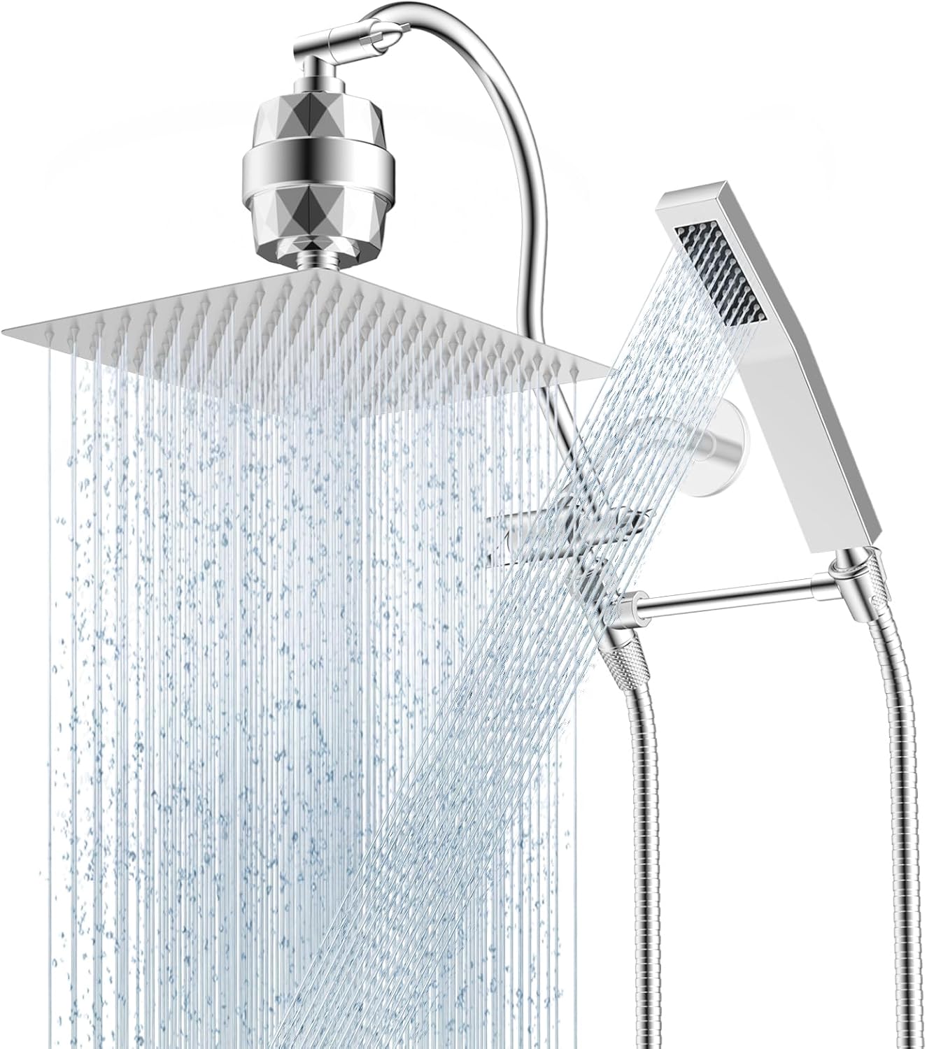 Hibbent 12ft' Filtered Rainfall Shower Head Combo for Luxury Showers