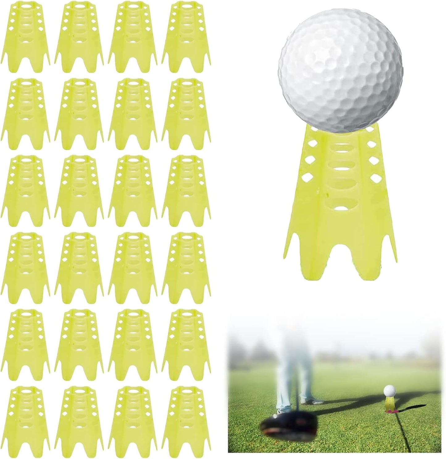 24Pcs Yellow Golf Simulator Tees: Winter & Range Practice