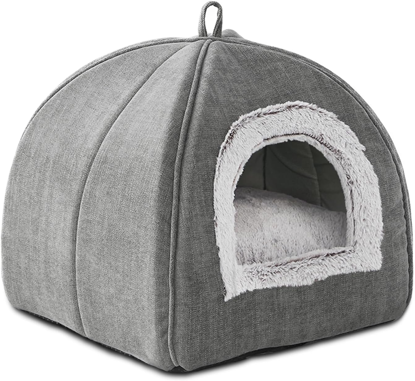 Cozy Cat Cave Bed for Indoor Pets - Soft, Foldable & Washable - 15in Grey