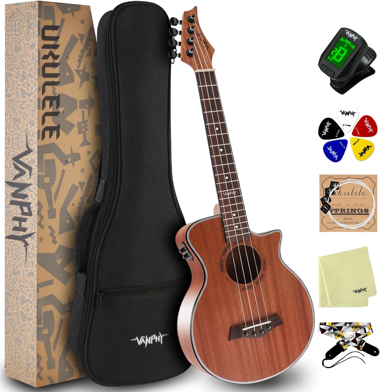 Electric Ukulele Concert Ukulele with Equalizer for Beginners