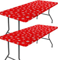 Spandex 8 ft Rectangle Christmas Table Cloth 2 Pack - Stretch Fitted