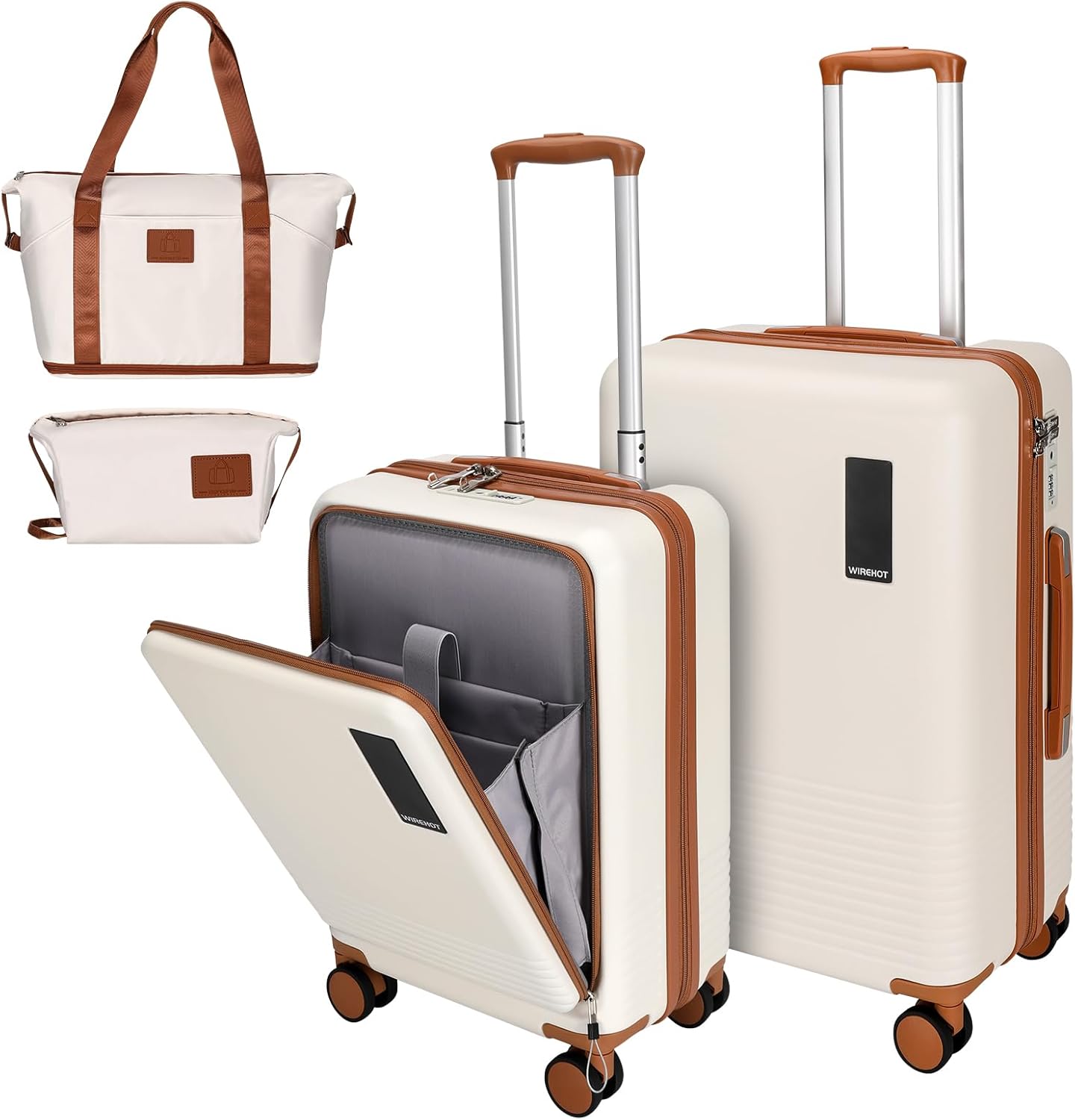 2 Piece Luggage Sets with Spinner Wheels and Front Pocket Design