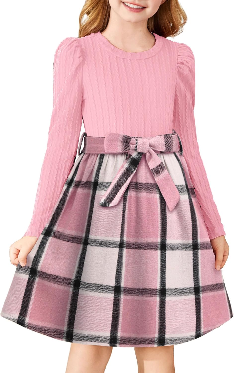 Arshiner Girls Dresses Puff Long Sleeve Stylish Holiday Dress