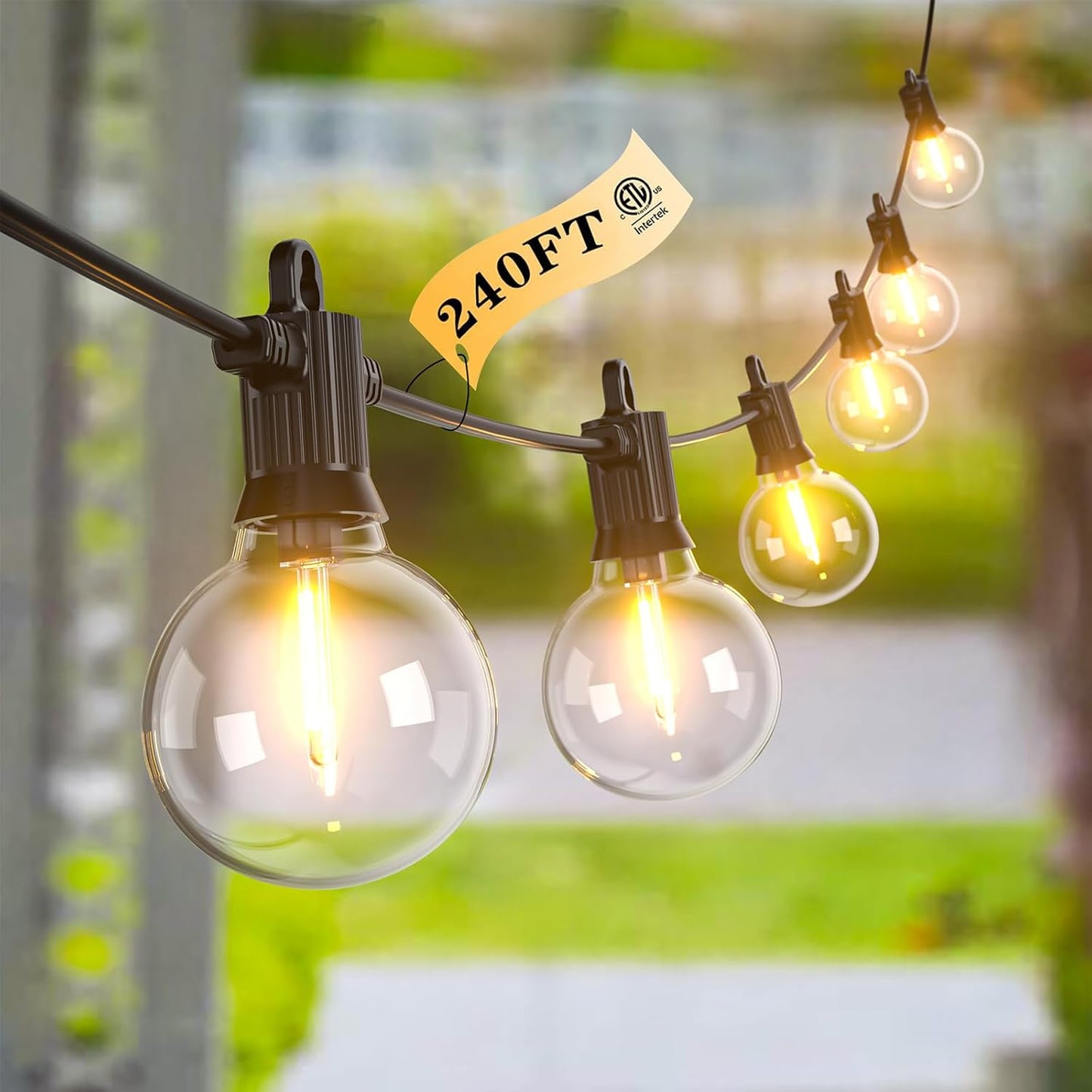 Kawaya 240FT Outdoor String Lights - Waterproof Dimmable G40