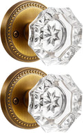 Antique Brass Door Knobs Crystal Passage Door Knobs 2 Pack - Classic
