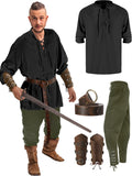 Renaissance Pirate Costume Set for Men - 4 Piece Halloween Outfit