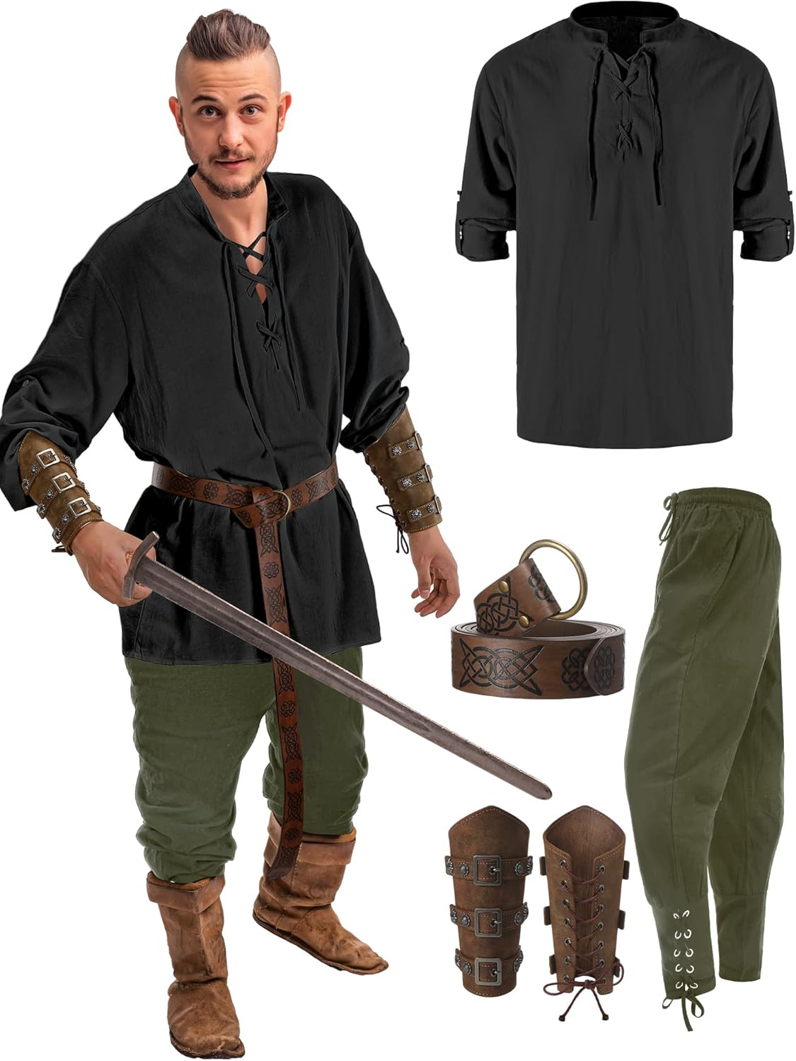 Medieval Pirate Costume Set for Halloween with Accessories