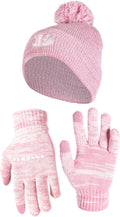 Ultra Game NFL Womens Mens Pink Marl Beanie and Gloves Set