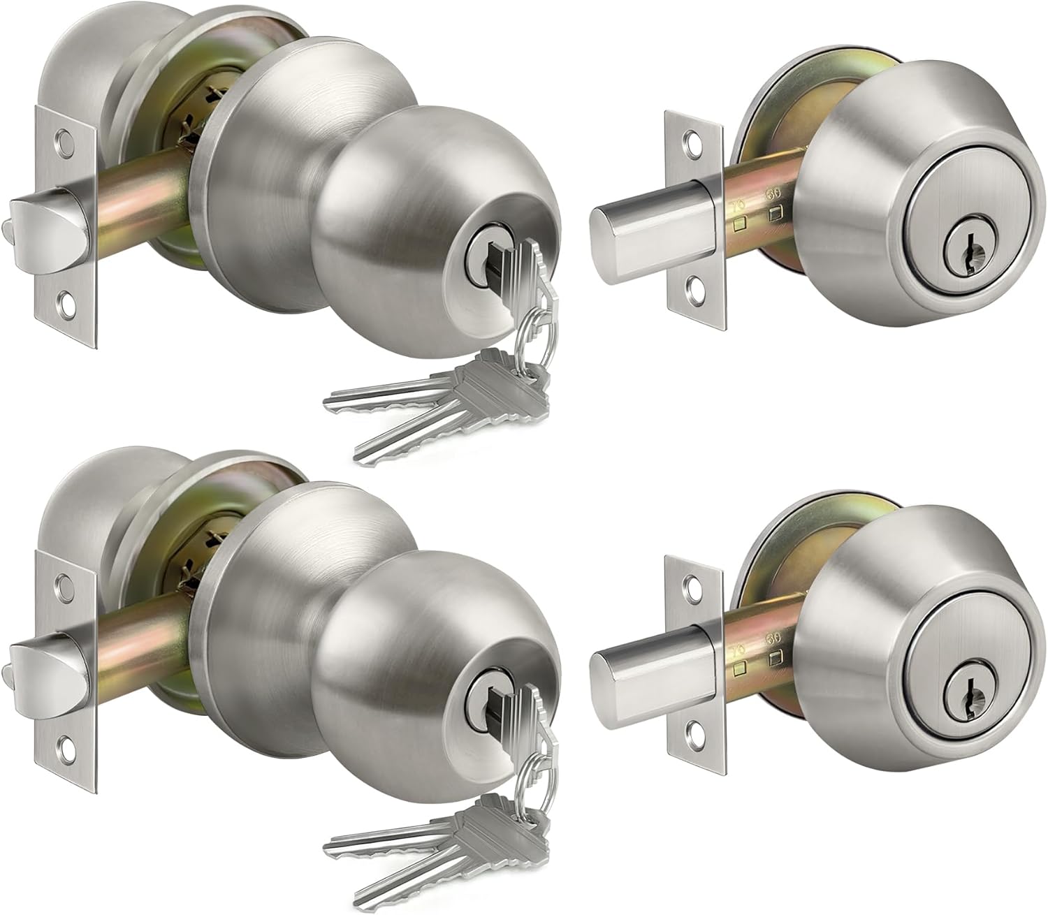 Keyed Alike Entry Door Knobs and Deadbolts Combo Set for Security